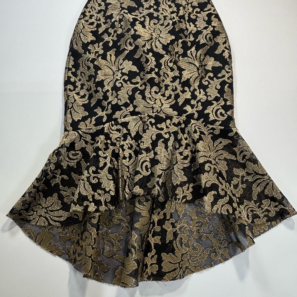 AKIRA Black and Gold Floral Lace High-Low Skirt - Picture 1 of 7
